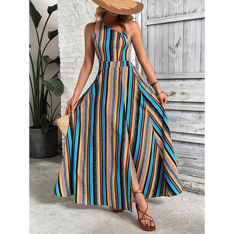 Women Printed One Shoulder Fit & Flare Midi Dress