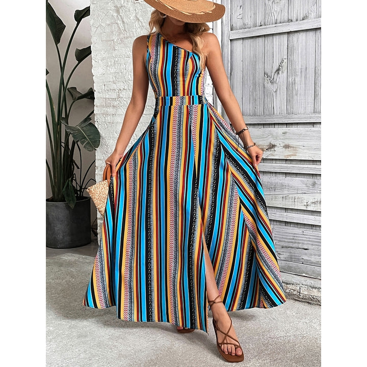 Women Printed One Shoulder Fit & Flare Midi Dress