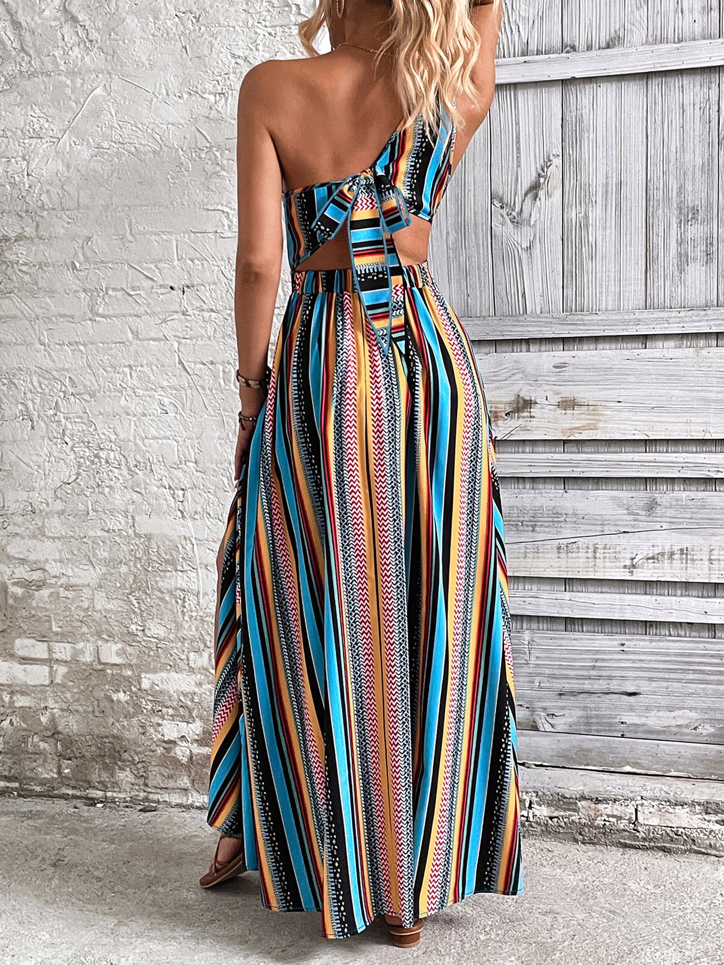 Women Printed One Shoulder Fit & Flare Midi Dress