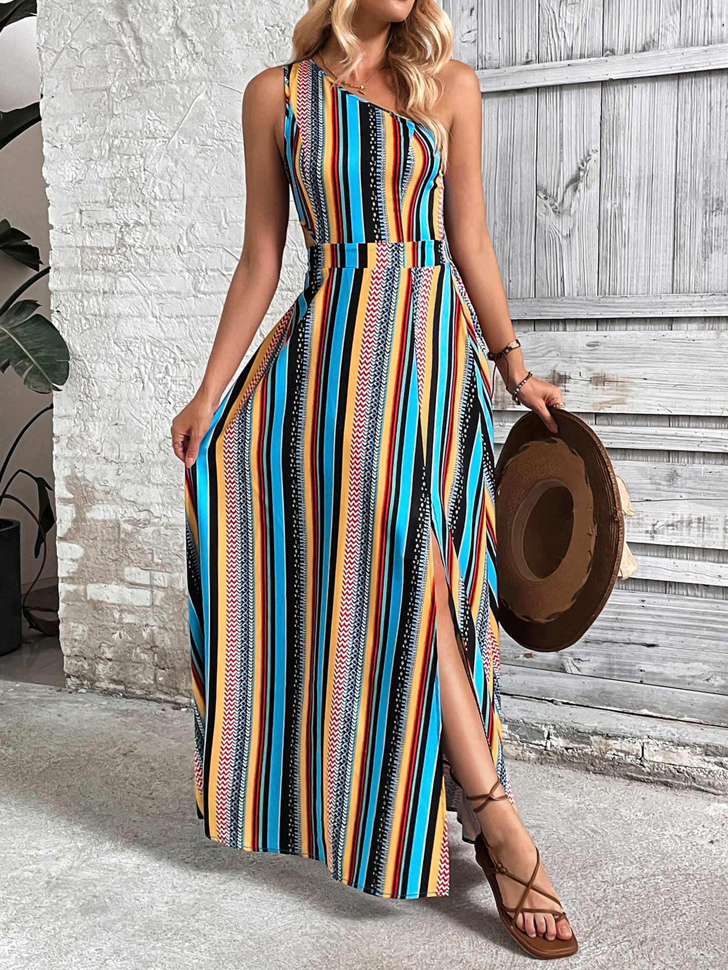 Women Printed One Shoulder Fit & Flare Midi Dress