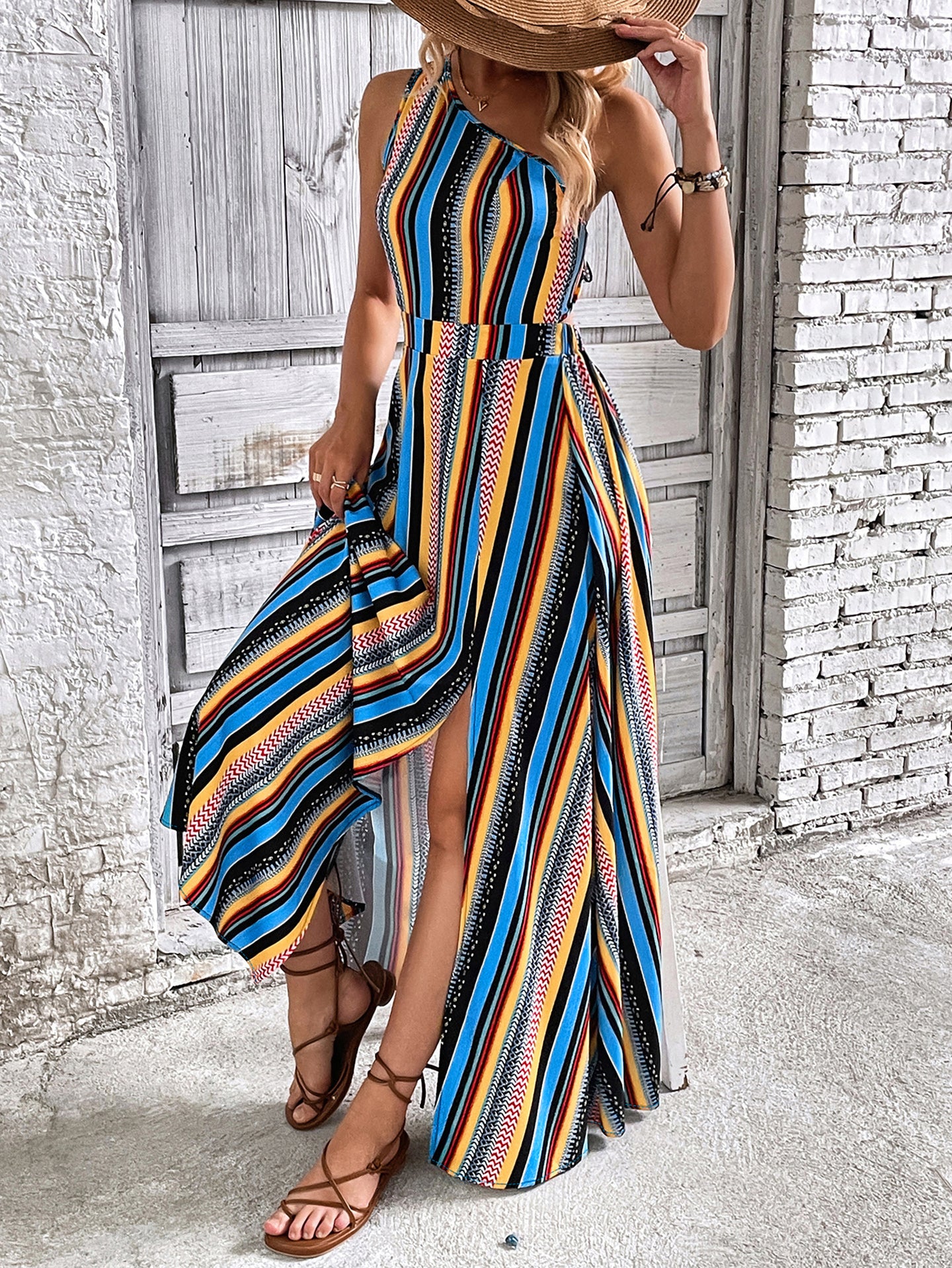 Women Printed One Shoulder Fit & Flare Midi Dress