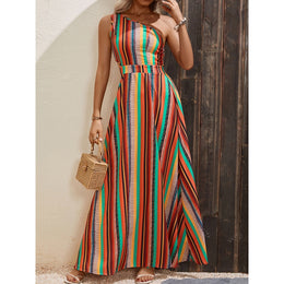 Women One Shoulder Fit & Flare Midi Dress