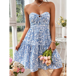Women Strapless Fit and Flare Dress