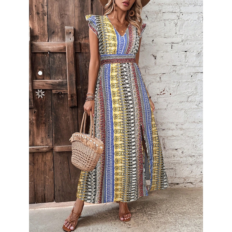 Women Bohemian Print Fit & Flare Maxi Dress