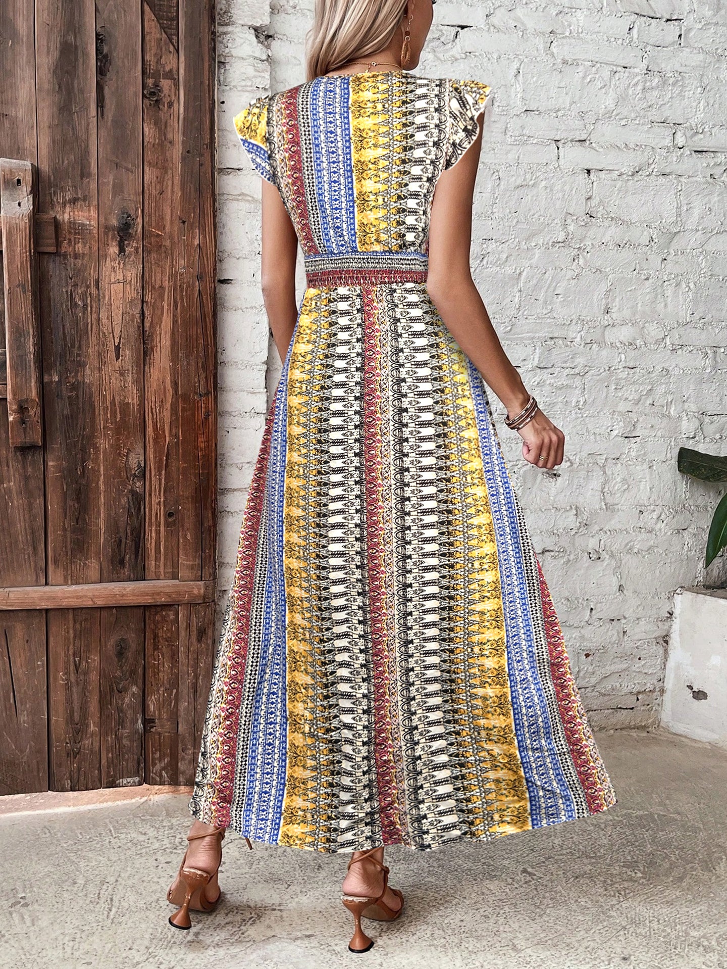 Women Bohemian Print Fit & Flare Maxi Dress