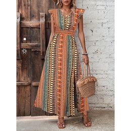 Women Bohemian Printed Fit & Flare Maxi Dress