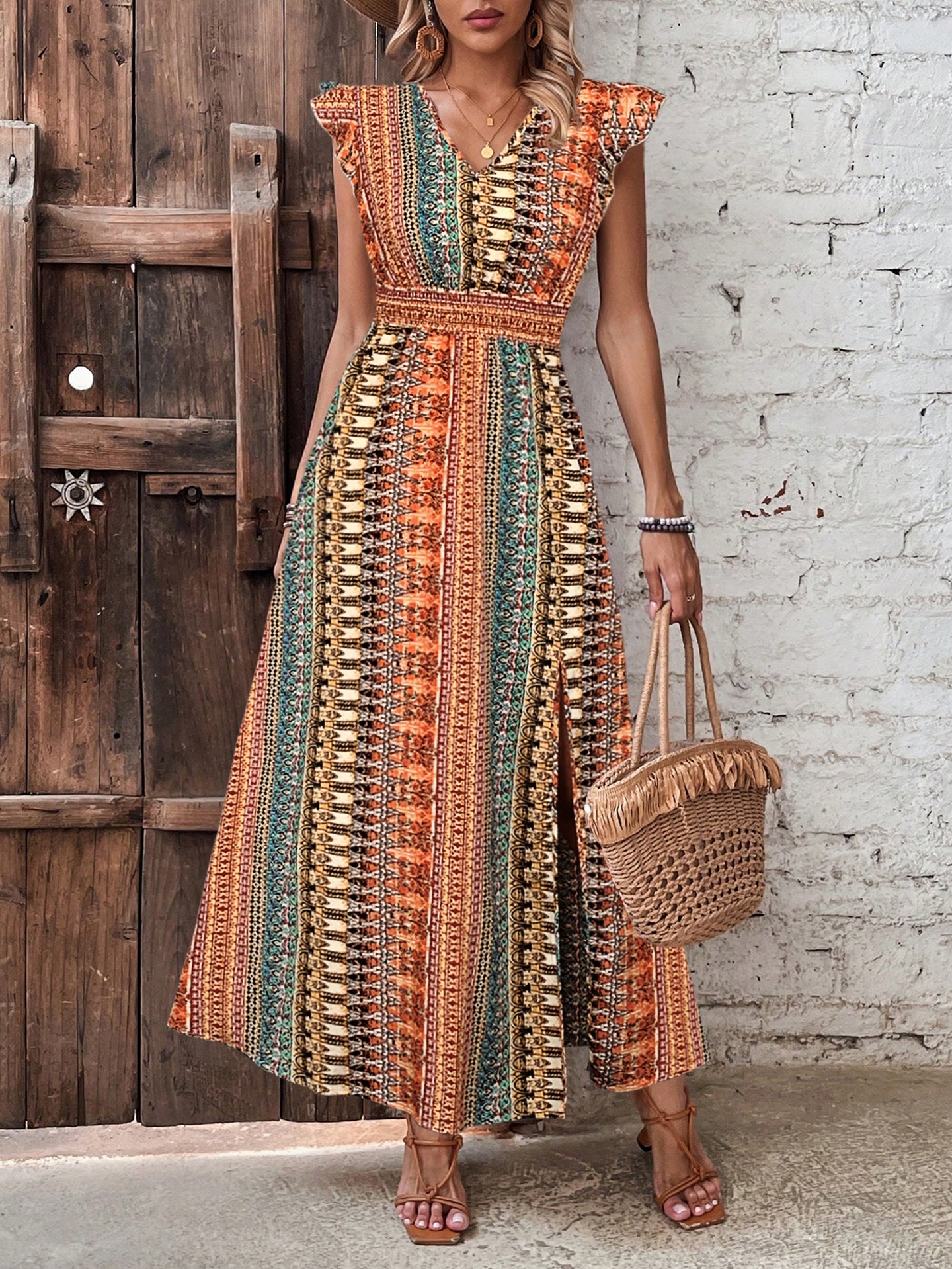 Women Bohemian Printed Fit & Flare Maxi Dress