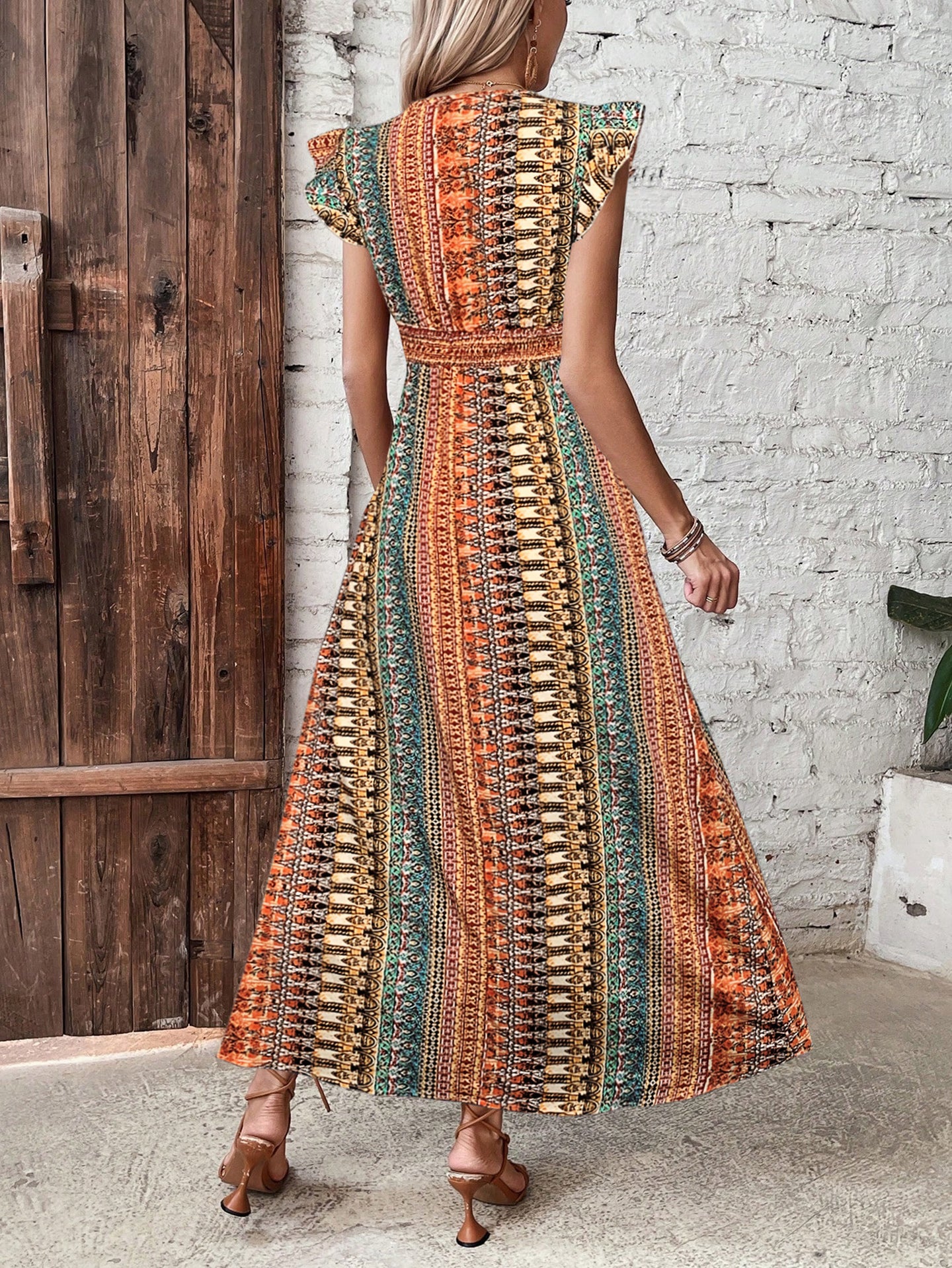 Women Bohemian Printed Fit & Flare Maxi Dress