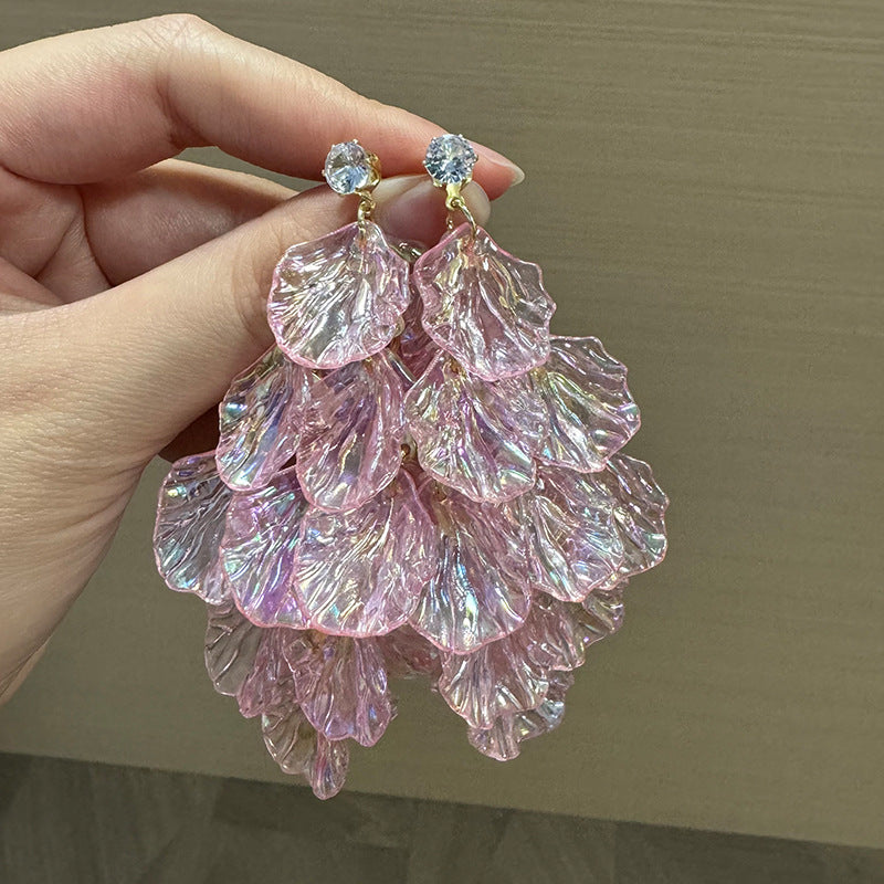 Gold-Plated Artificial Stones Studded Leaf Shaped Drop Earrings