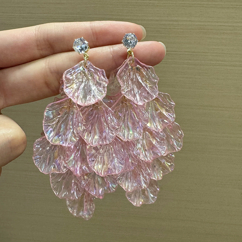 Gold-Plated Artificial Stones Studded Leaf Shaped Drop Earrings