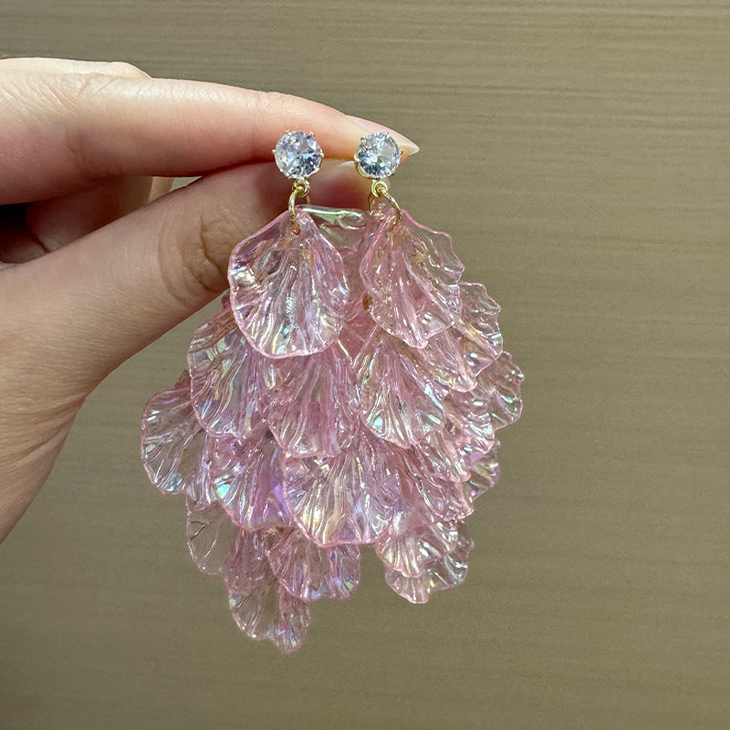 Gold-Plated Artificial Stones Studded Leaf Shaped Drop Earrings