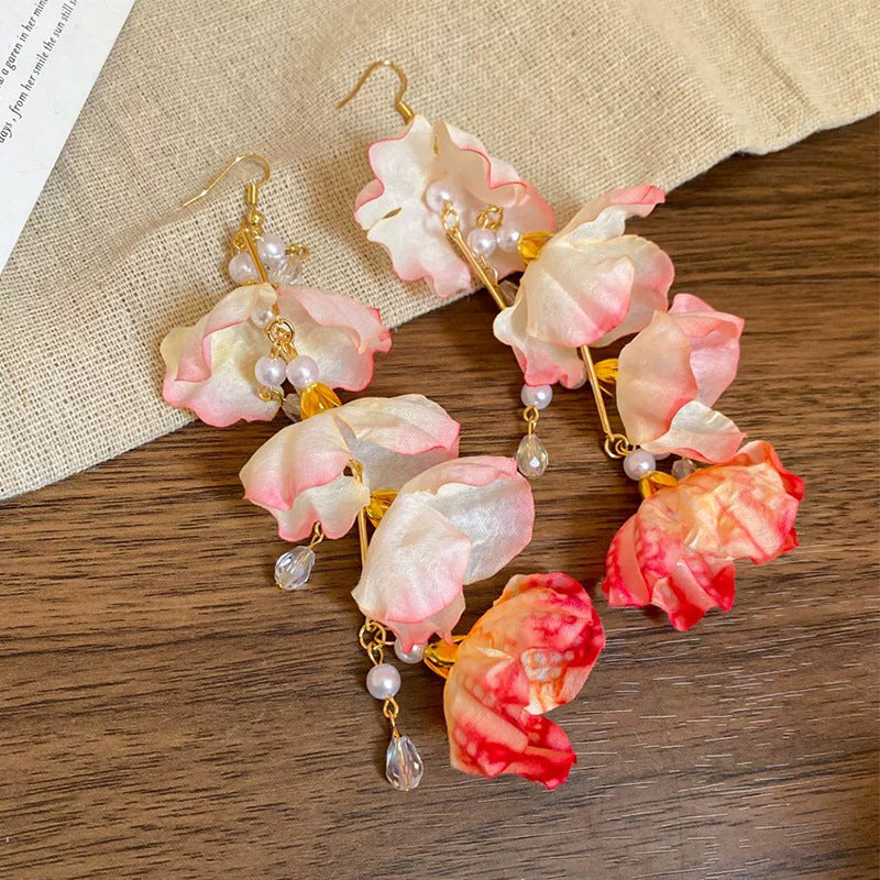 Gold Plated Pearls beaded Contemporary Drop Earrings