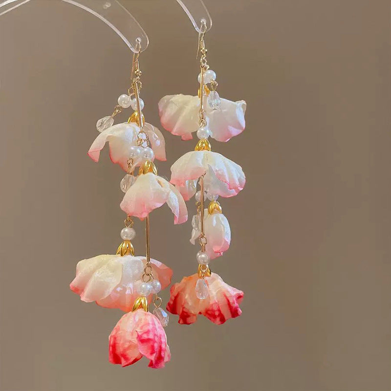 Gold Plated Pearls beaded Contemporary Drop Earrings
