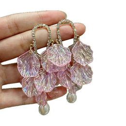 Gold Plated Pearls beaded Contemporary Drop Earrings