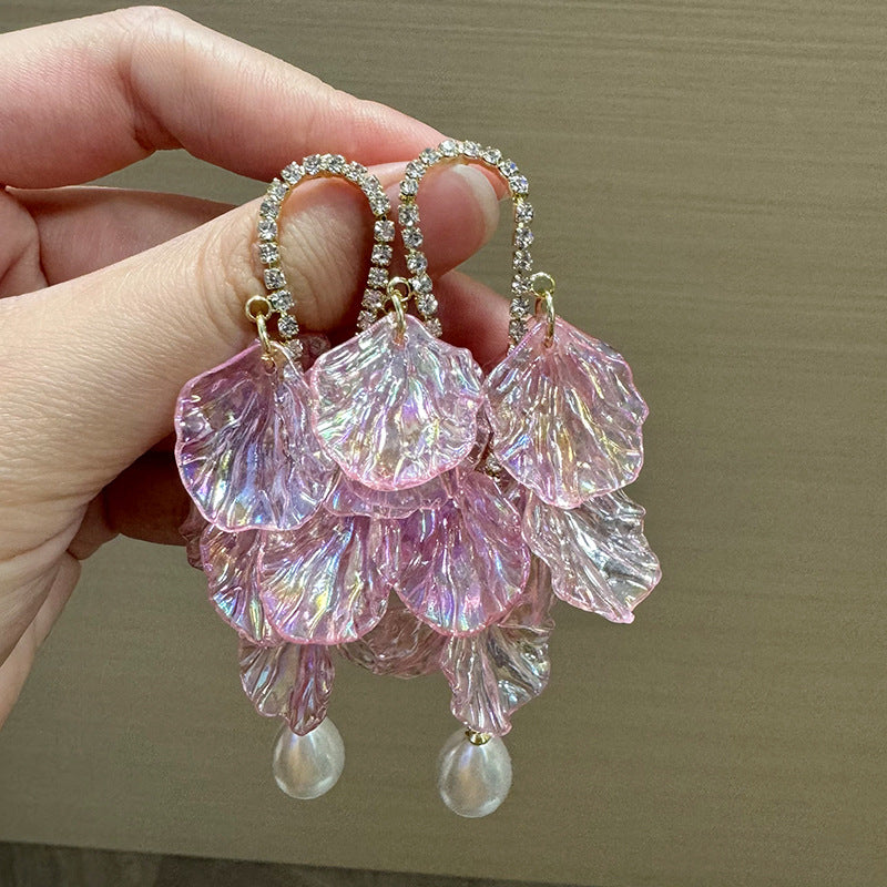 Gold Plated Pearls beaded Contemporary Drop Earrings