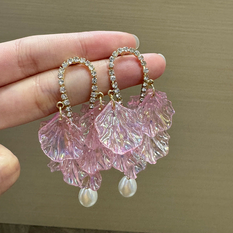 Gold Plated Pearls beaded Contemporary Drop Earrings