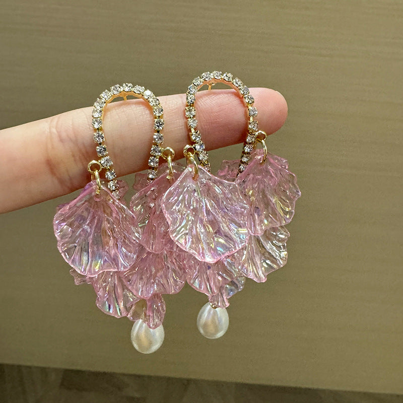 Gold Plated Pearls beaded Contemporary Drop Earrings