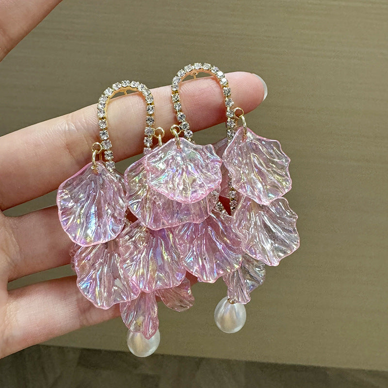 Gold Plated Pearls beaded Contemporary Drop Earrings