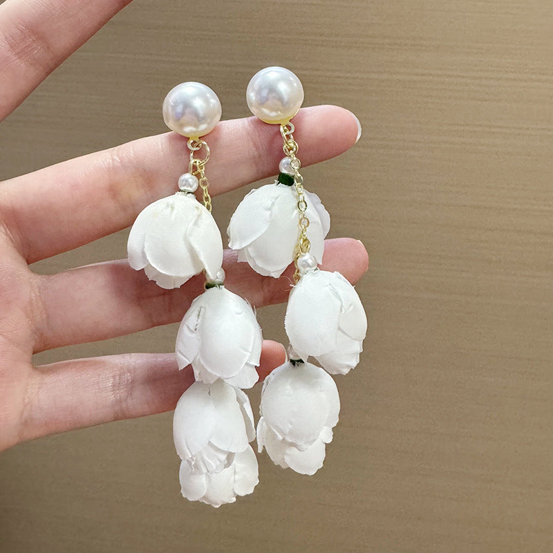 Pearls Beaded Floral Shaped Drop Earrings
