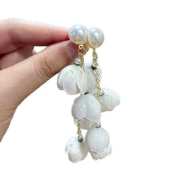 Pearls Beaded Floral Shaped Drop Earrings