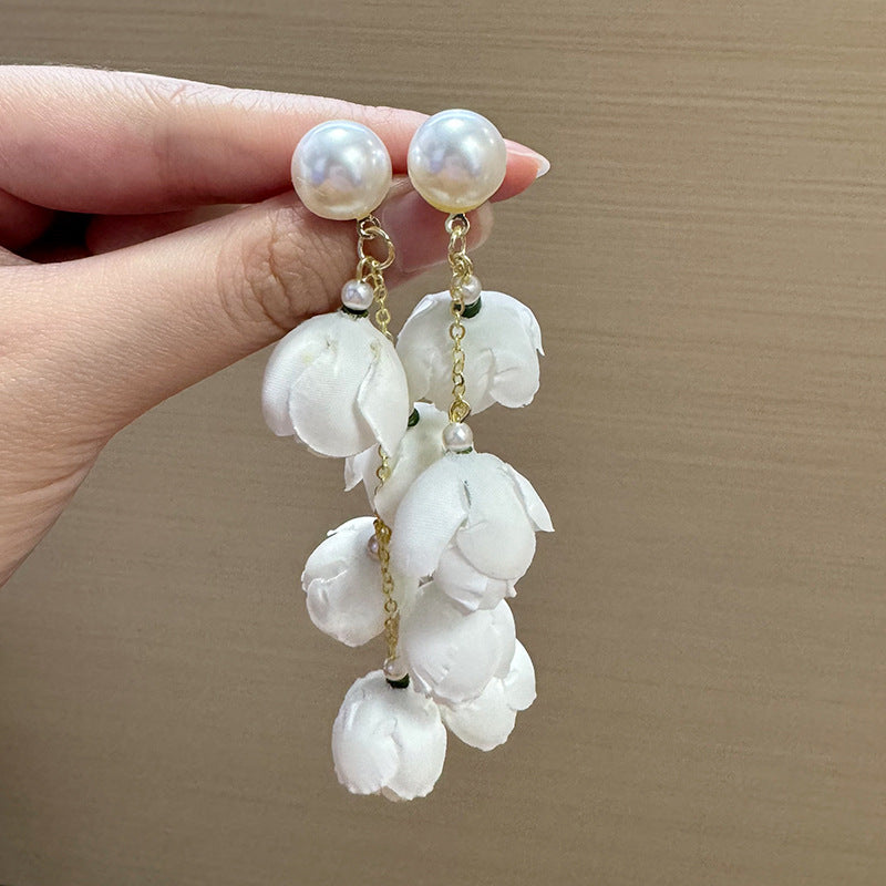 Pearls Beaded Floral Shaped Drop Earrings
