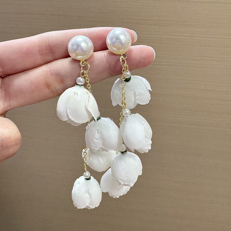 Pearls Beaded Floral Shaped Drop Earrings