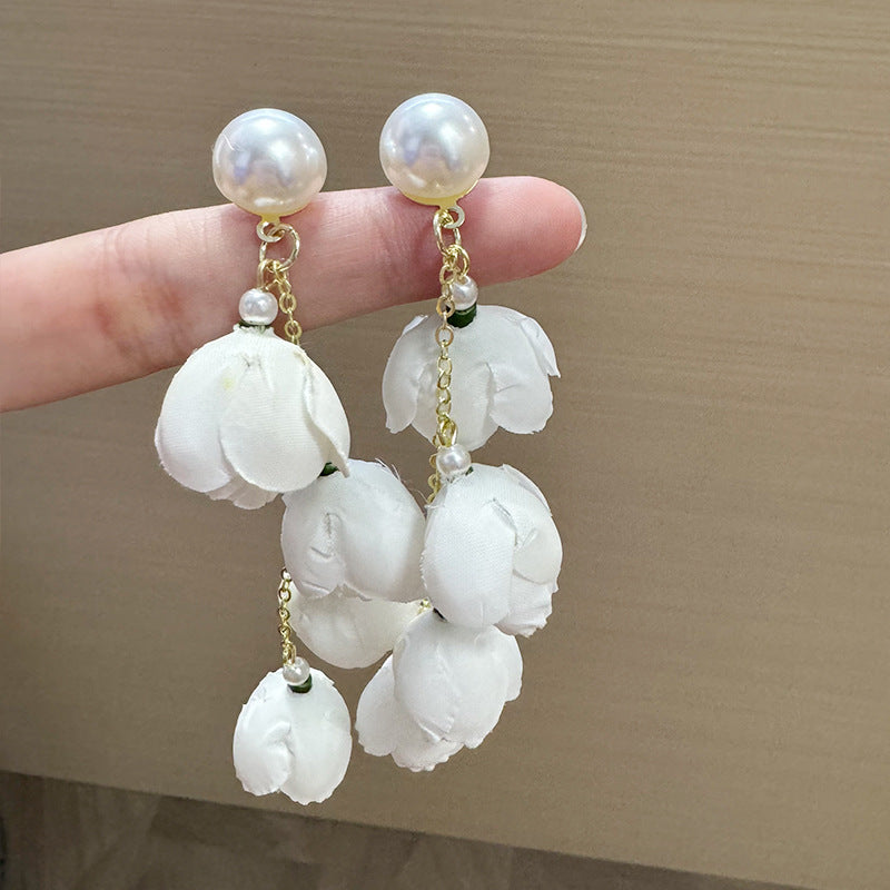 Pearls Beaded Floral Shaped Drop Earrings