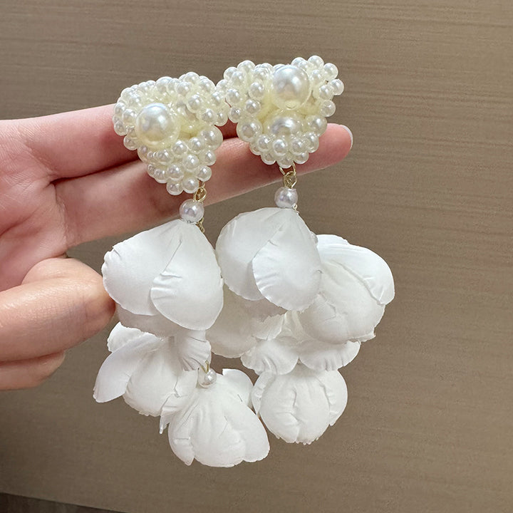 Artificial Beads Beaded Leaf Shaped Drop Earrings