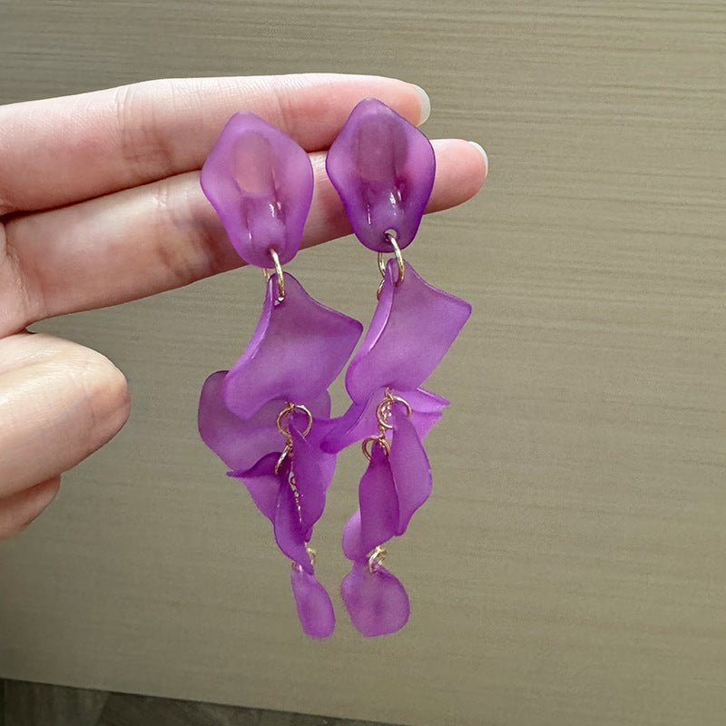 Artificial Beads Beaded Leaf Shaped Drop Earrings