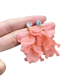 Cubic Zirconia Studded Leaf Shaped Drop Earrings