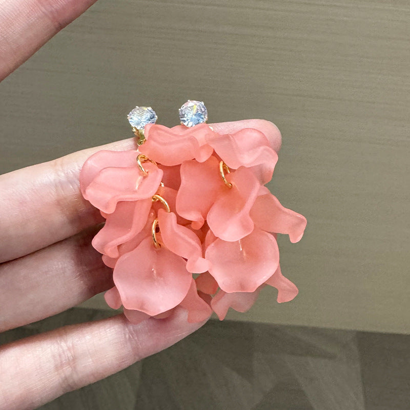 Cubic Zirconia Studded Leaf Shaped Drop Earrings