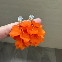 Plastic Cubic Zirconia Studded Leaf Shaped Drop Earrings