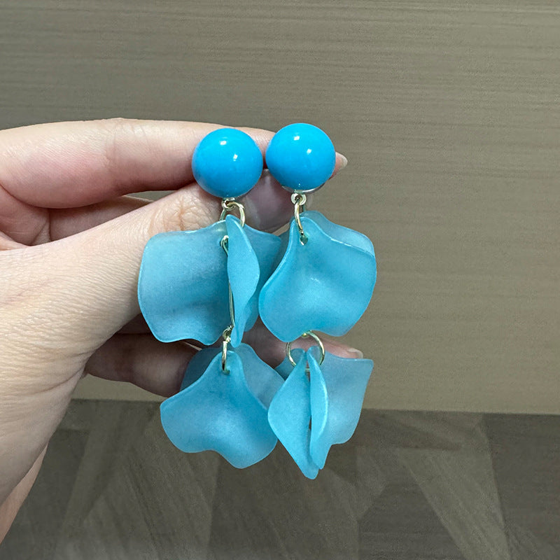 Pearls Beaded Leaf Shaped Drop Earrings