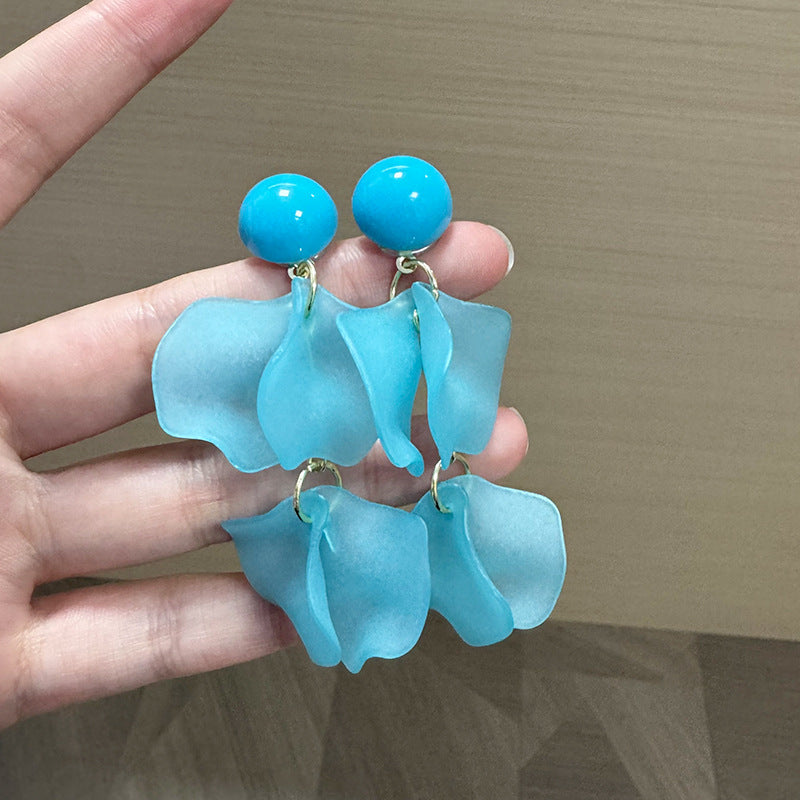 Pearls Beaded Leaf Shaped Drop Earrings