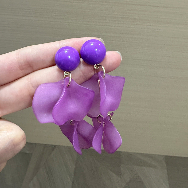 Artificial Beads Beaded Leaf Shaped Drop Earrings