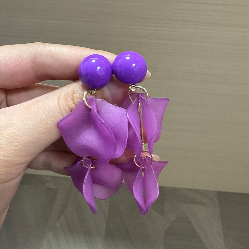 Artificial Beads Beaded Leaf Shaped Drop Earrings