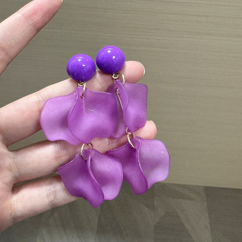 Artificial Beads Beaded Leaf Shaped Drop Earrings