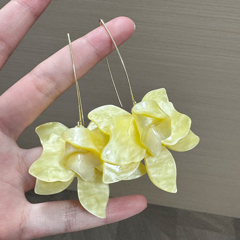 Gold Plated Floral Shaped Drop Earrings