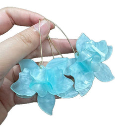 Gold Plated Floral Shaped Drop Earrings