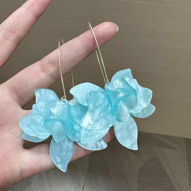 Gold Plated Floral Shaped Drop Earrings