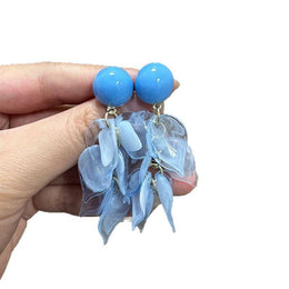 Artificial Beads Beaded Leaf Shaped Drop Earrings