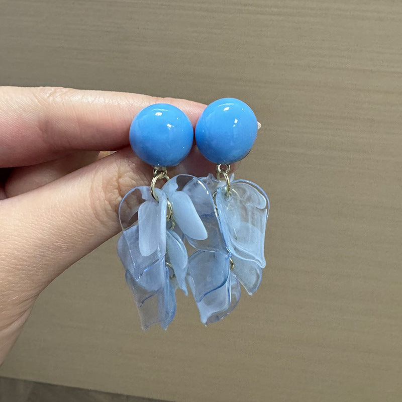 Artificial Beads Beaded Leaf Shaped Drop Earrings