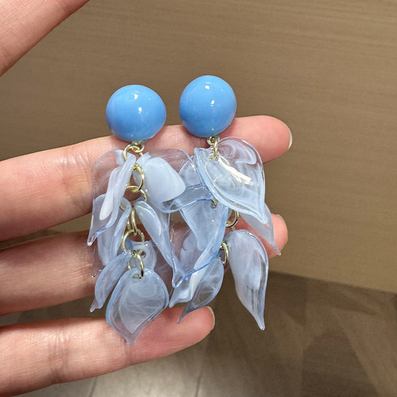 Artificial Beads Beaded Leaf Shaped Drop Earrings