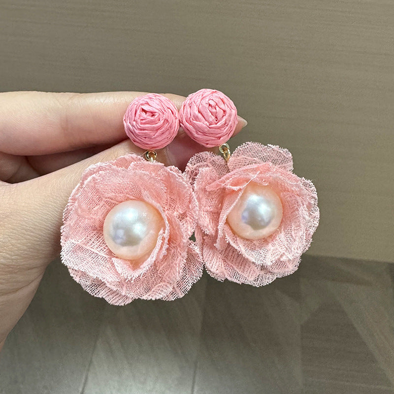 Pearls Beaded Floral Shape Drop Earrings