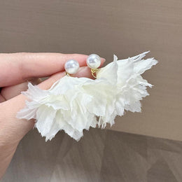 Pearls Beaded Contemporary  Fabric Drop Earrings