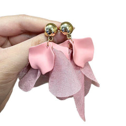 Gold-Plated Leaf Shaped Drop Earrings