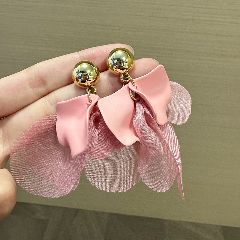Gold-Plated Leaf Shaped Drop Earrings