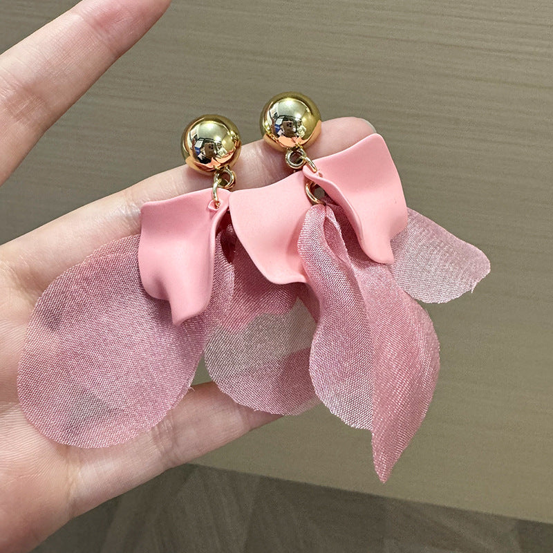 Gold-Plated Leaf Shaped Drop Earrings