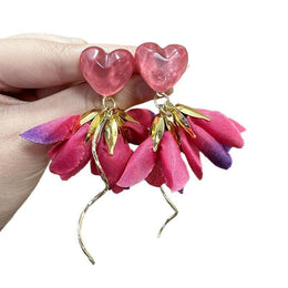 Artificial Stones studded Heart Shaped Drop Earrings