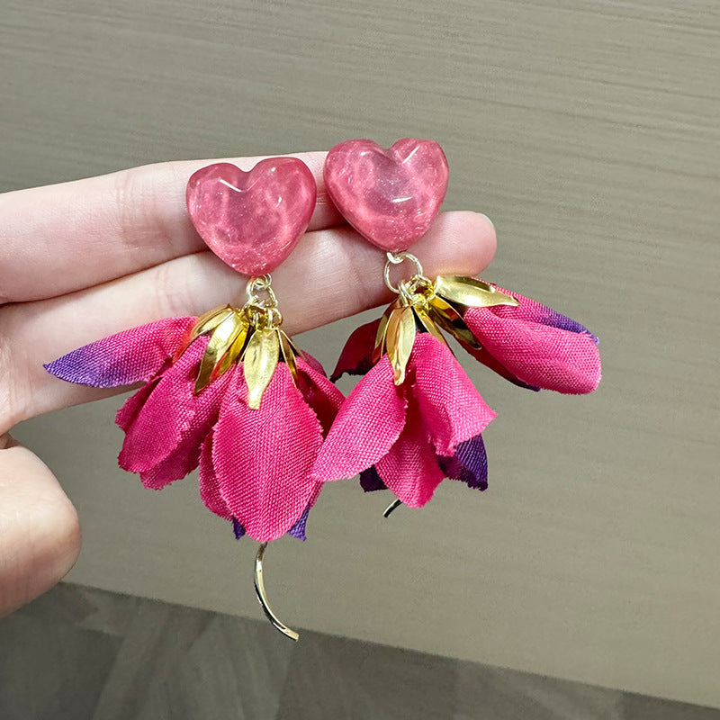 Artificial Stones studded Heart Shaped Drop Earrings